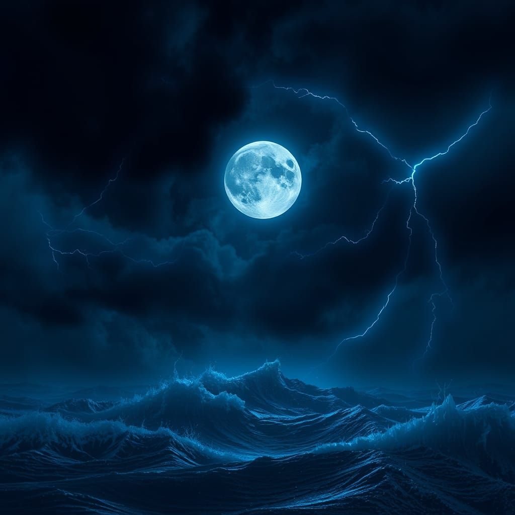 Stormy Moonlit Sky in Dystopian Style