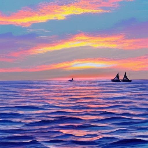Sailboat Silhouetted Against a Colorful Sunset