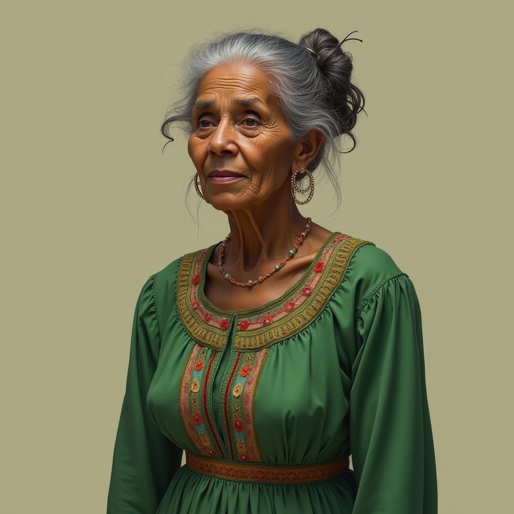 Elegant Egyptian Woman in Green Dress