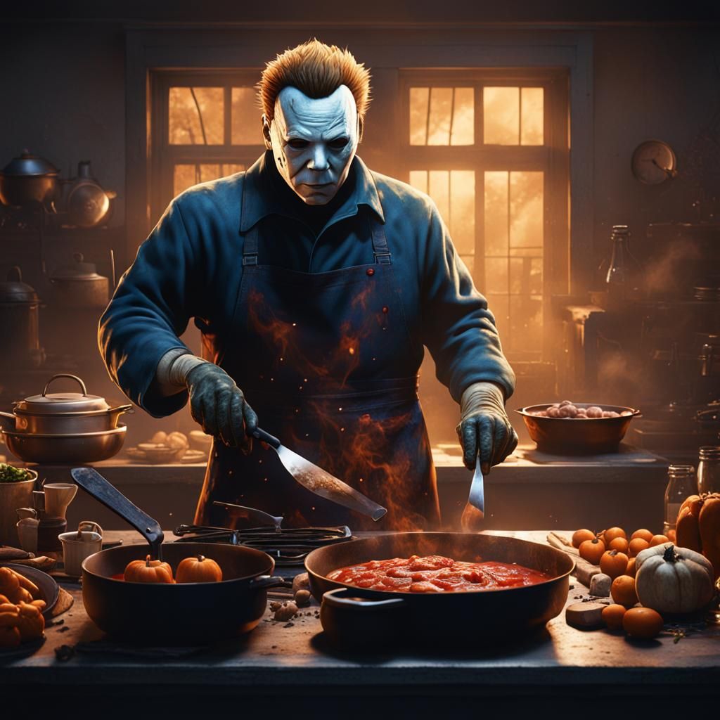 Michael Myers Cooking Dinner: Detailed Matte Painting