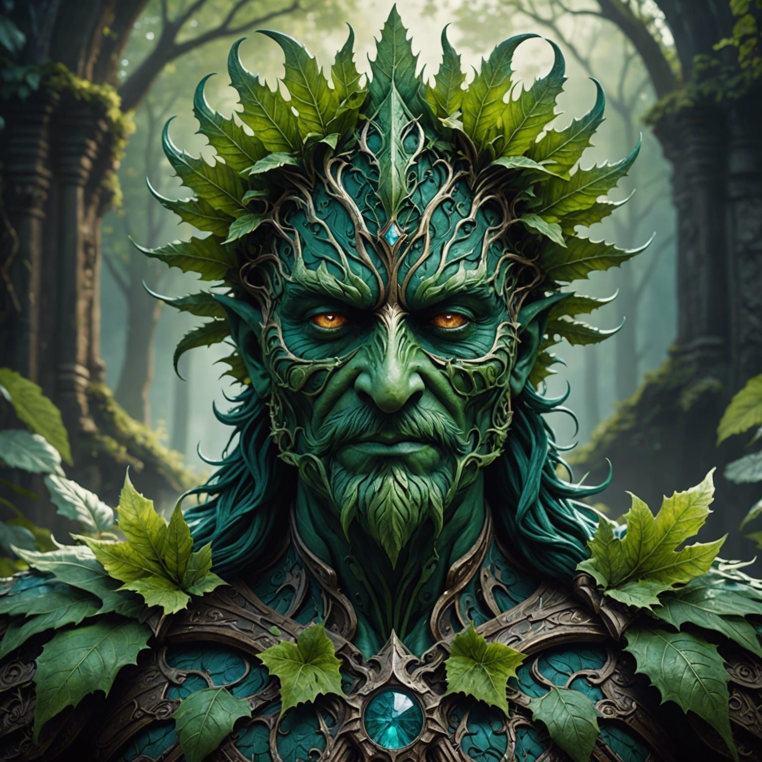 Detailed Green Man Matte Painting in Unreal Engine 5