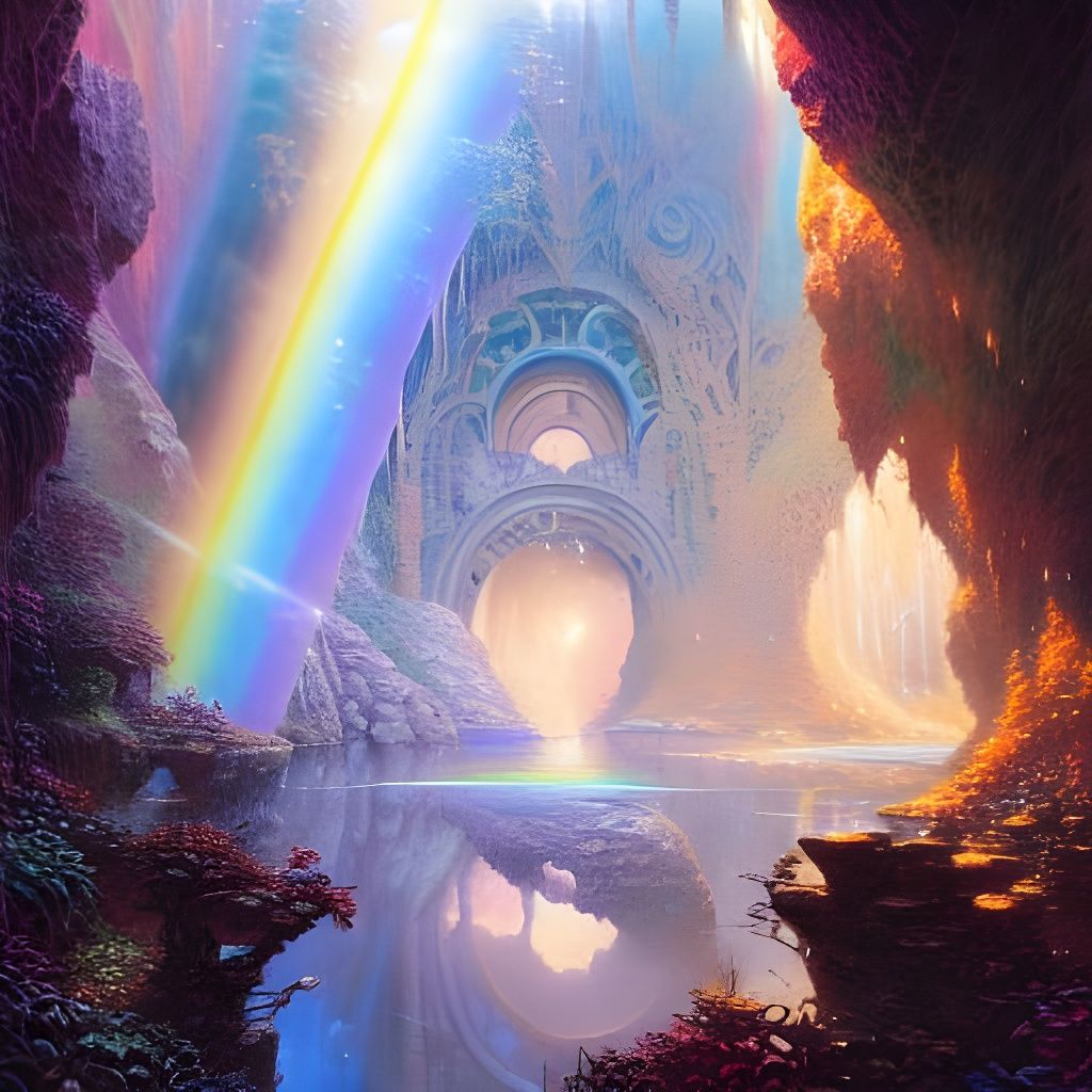 Rainbow Crystal Cave: Fantasy Art Masterpiece