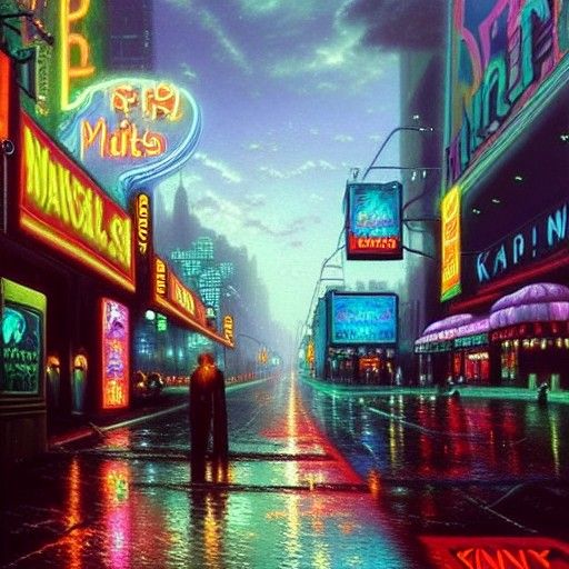 Neon Shadow: Cyberpunk Surrealism in a Polluted City