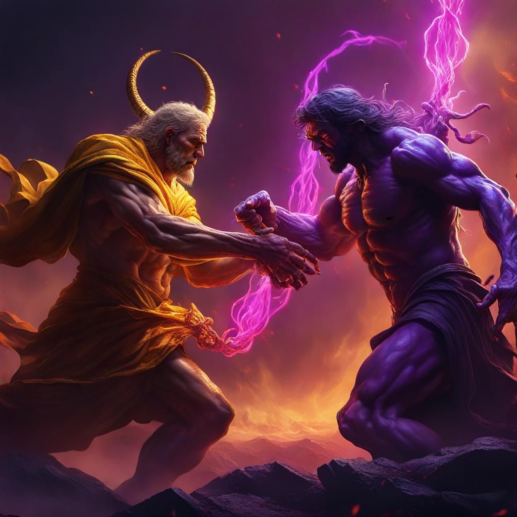God vs Satan Tug of War: Dark Fantasy Art