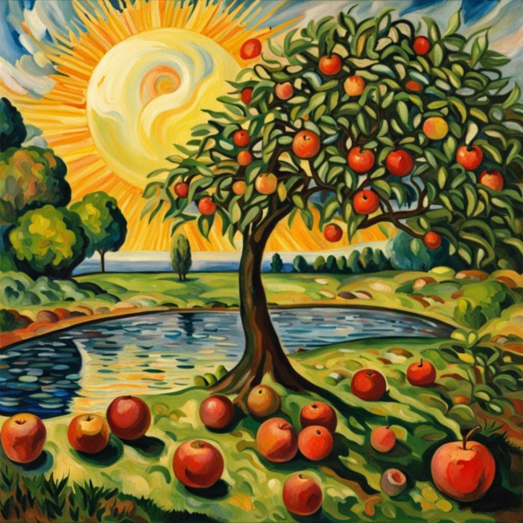 Johnny Appleseed in an Impressionistic Landscape