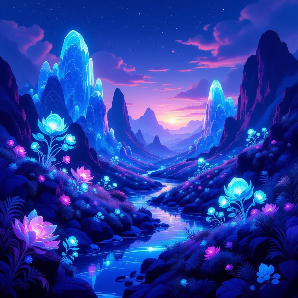 Ethereal Alien Landscape in Surrealist Style