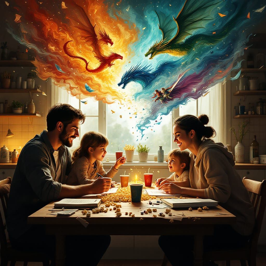 Family Game Night: A Double Exposure Fantasy