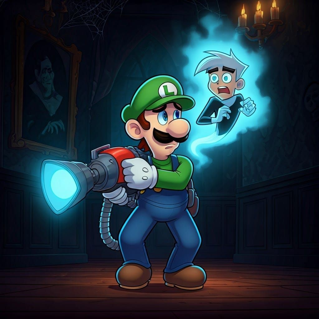 Luigi Captures a Ghost in a Haunted Mansion in a Dynamic Car...