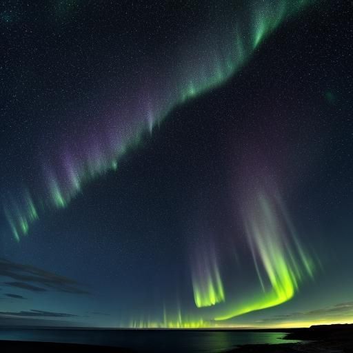 Point Nemo Island Under Aurora Borealis: Digital Painting