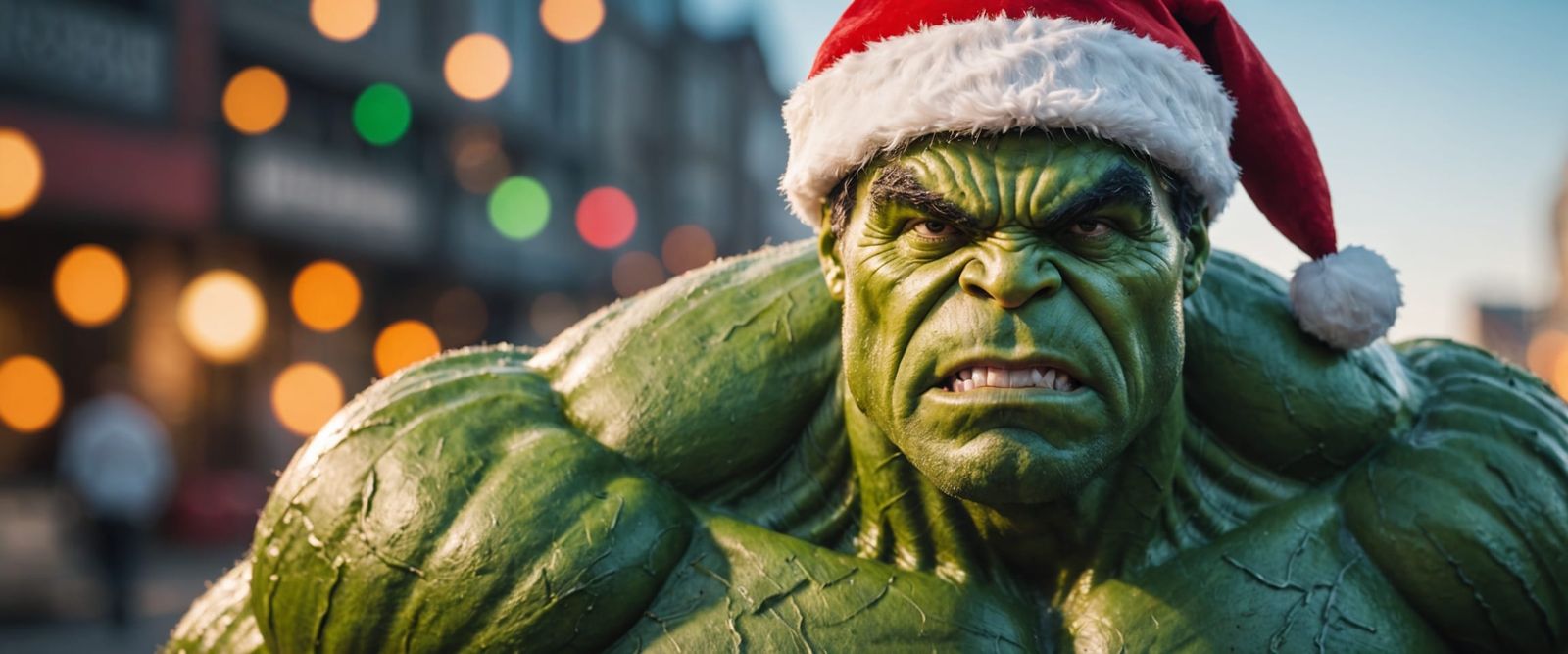Hulk as Santa Claus in Hyperrealistic Style