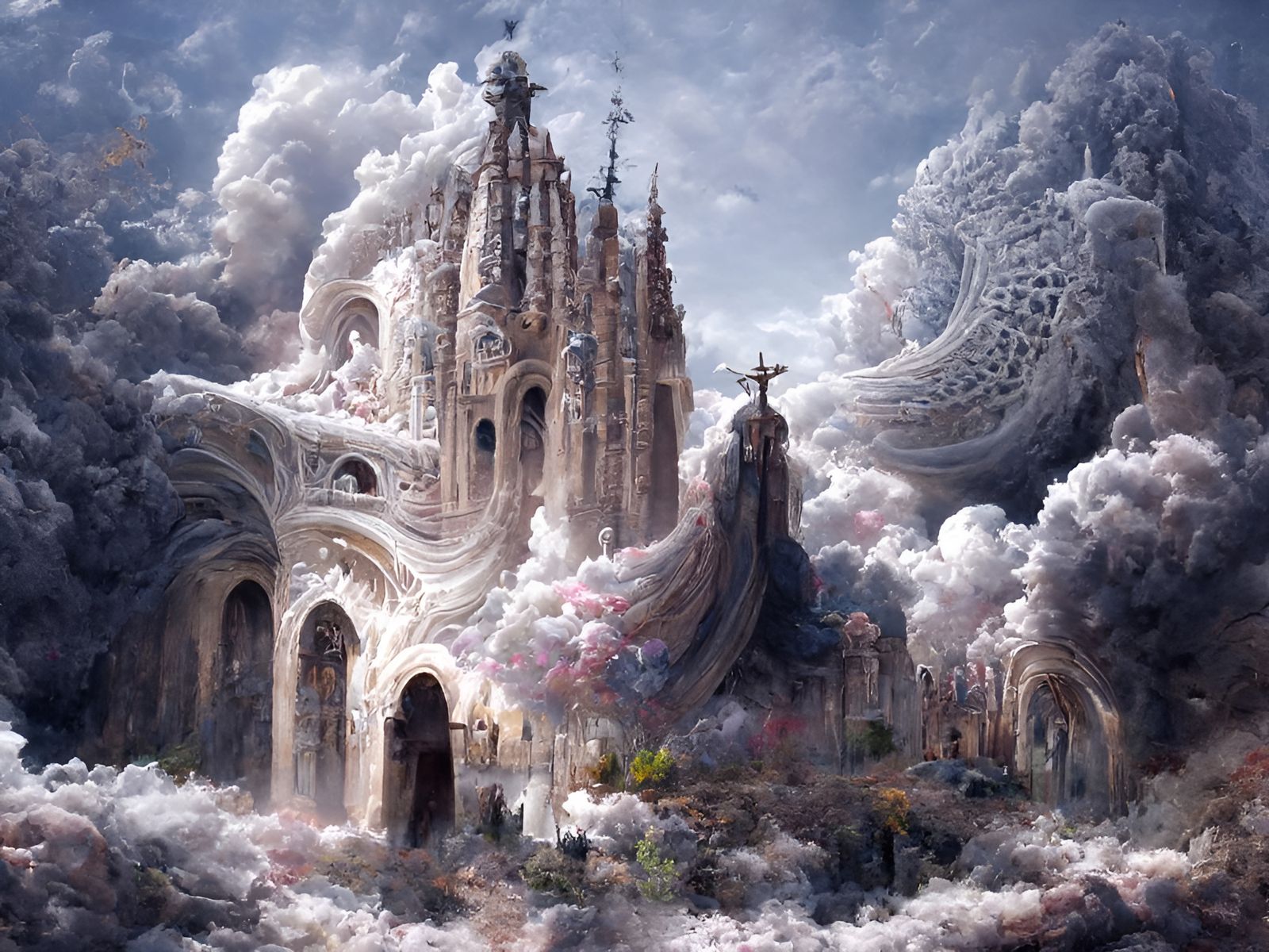 Biblical Fantasy Cathedral: Hyperrealistic Digital Painting