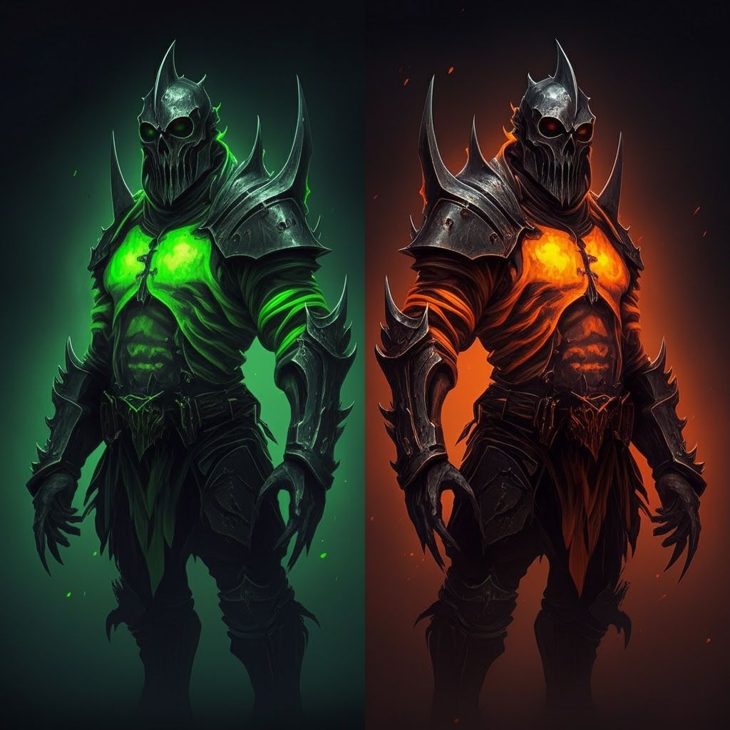 Grimdark Composition in Neon Green and Orange