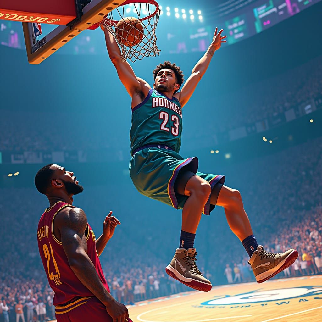 LaMelo Ball Dominates LeBron James in Epic NBA Dunk