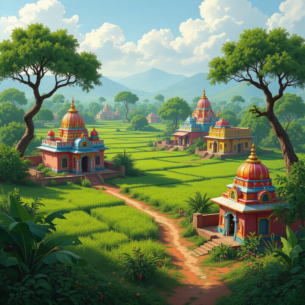 Lush Indian Village Inspired by Syd Mead