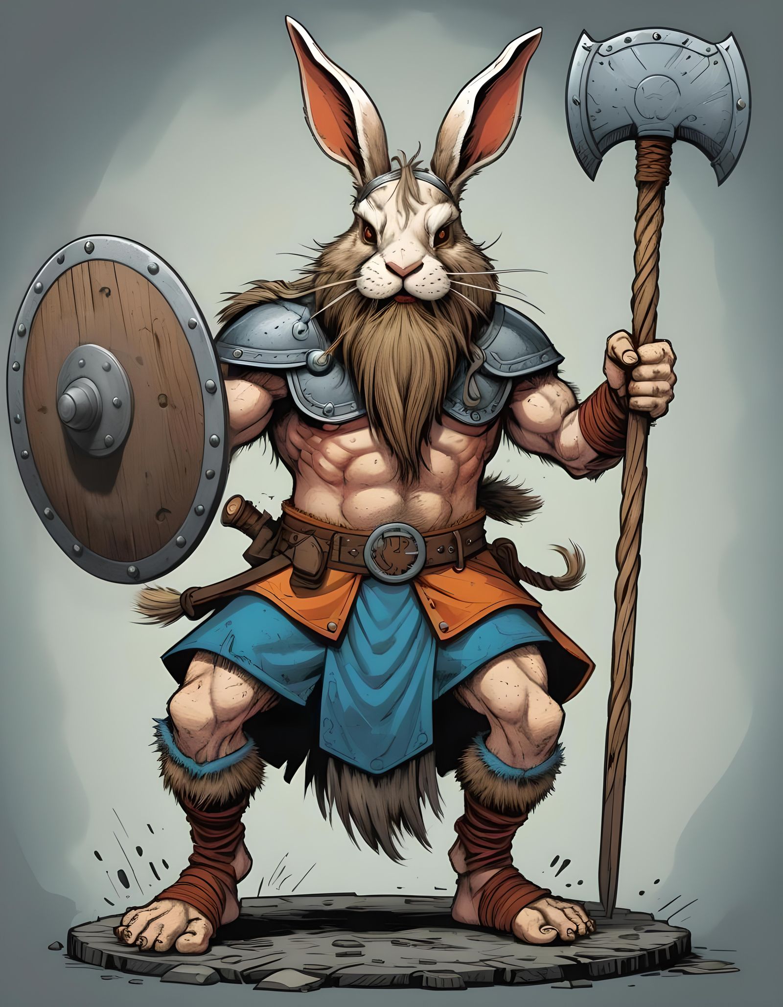 Viking Rabbit Warrior in Graphic Novel Style