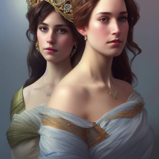 Royal Family Portrait in Art Nouveau Style