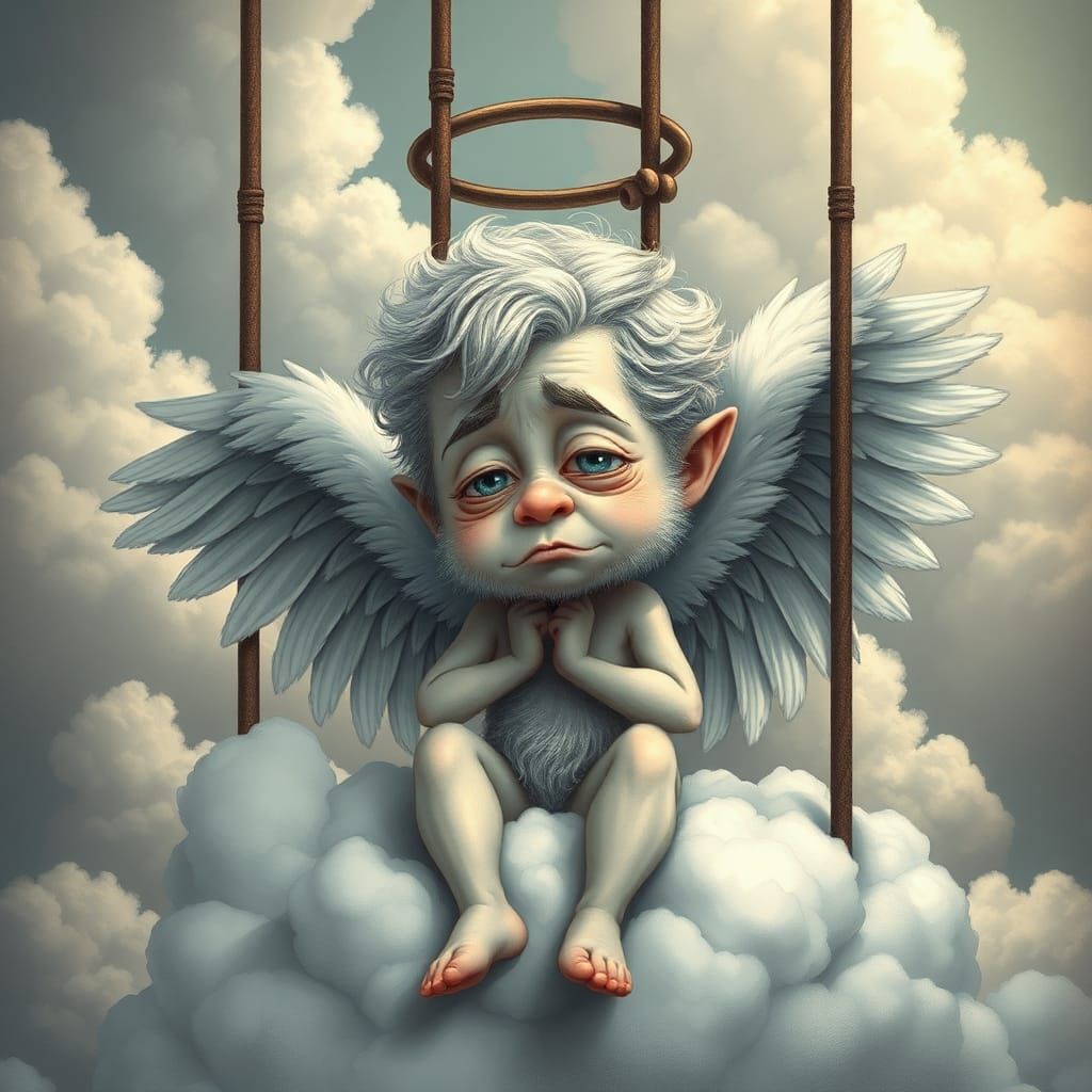 Sad Angel in Paradise Jail: Funny Caricature