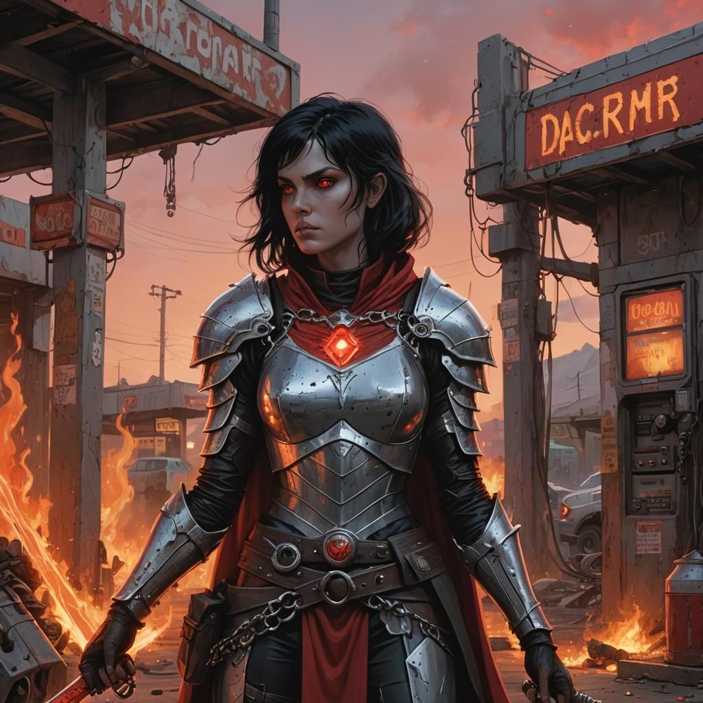 Dark Fantasy Cleric at Alien Gas Station