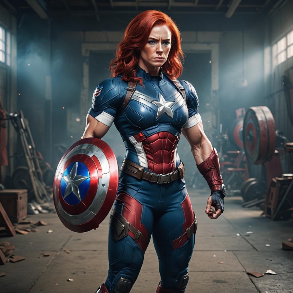 Female Bodybuilder as Captain America
