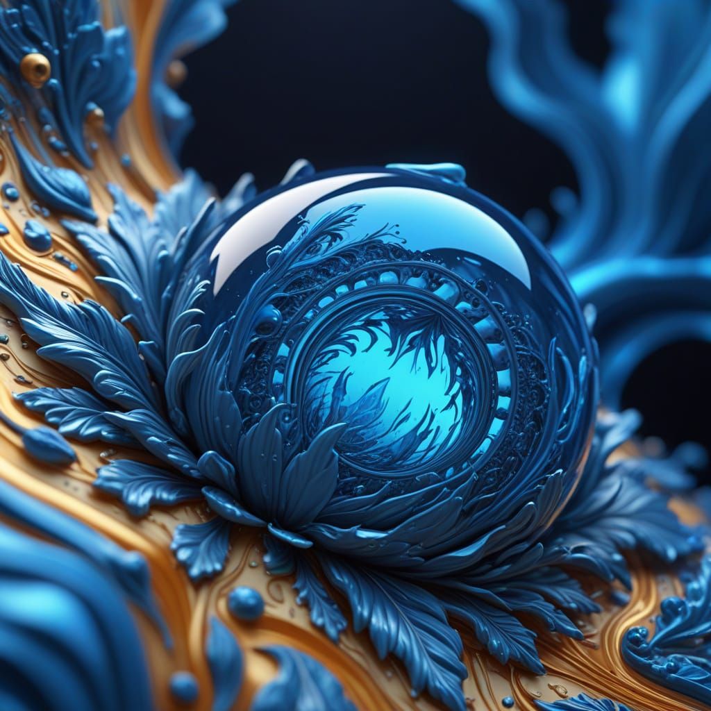 Surreal Blue Object with Glowing Edges