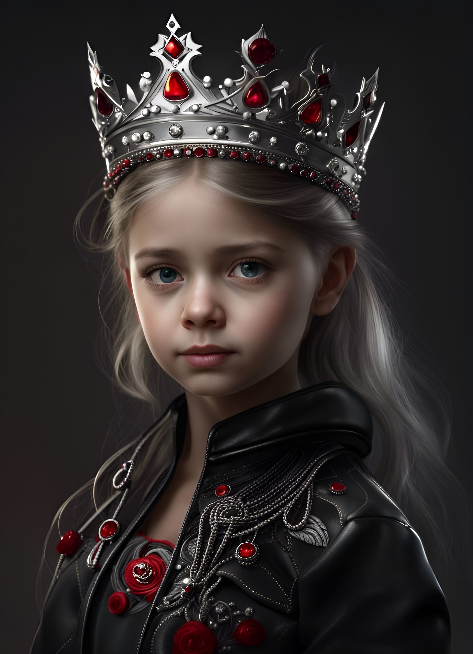 Girl with Platinum Crown in Realistic Portrait