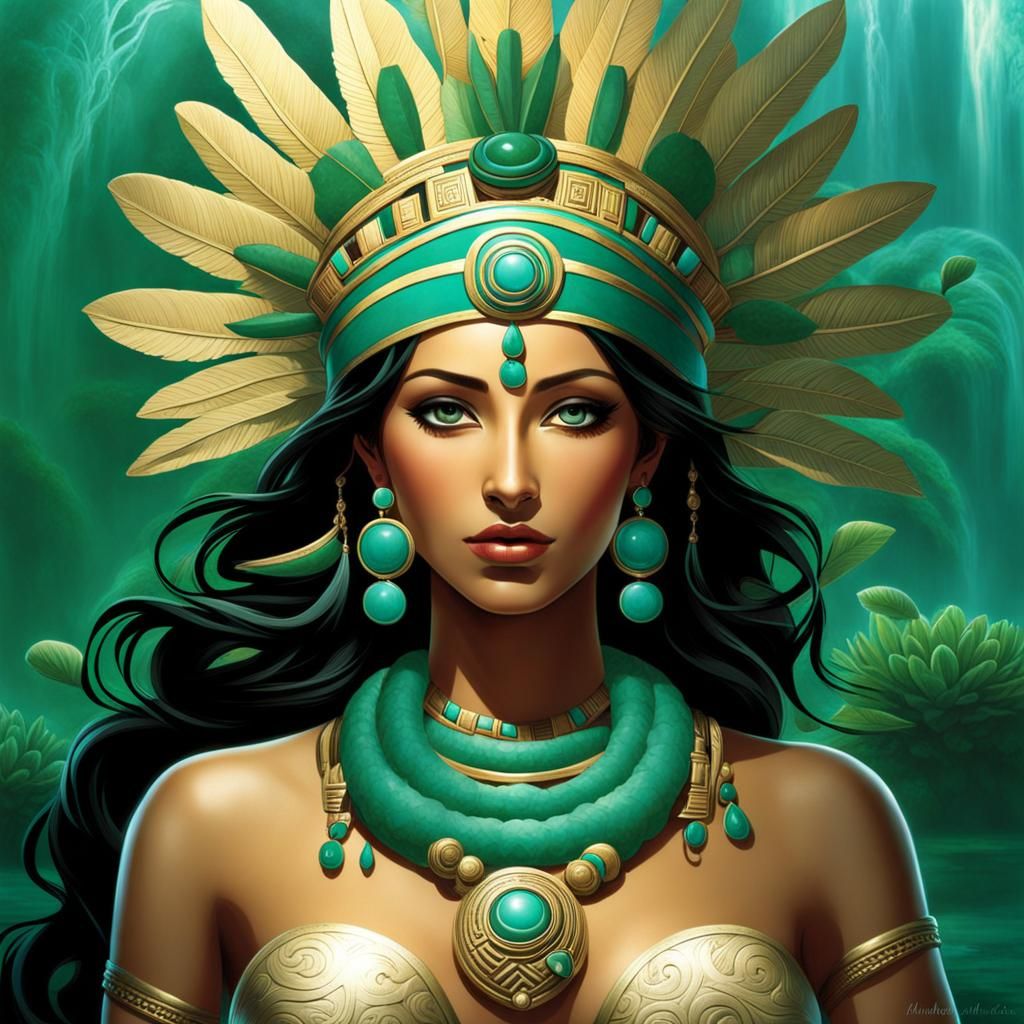 Chalchiuhtlicue: Aztec goddess of water, rivers, and fertility.
