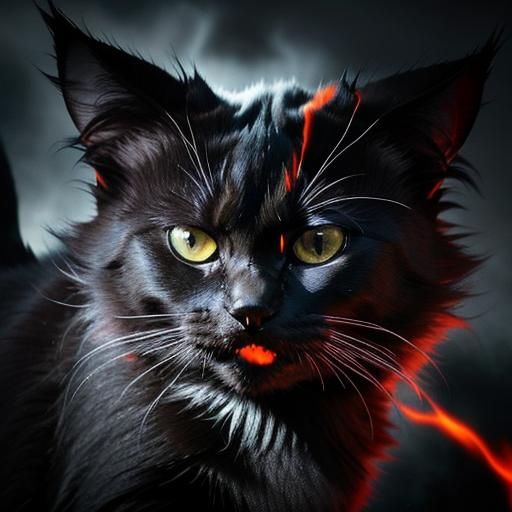Terrifying Feral Cat Stealing a Soul: Dark Fantasy