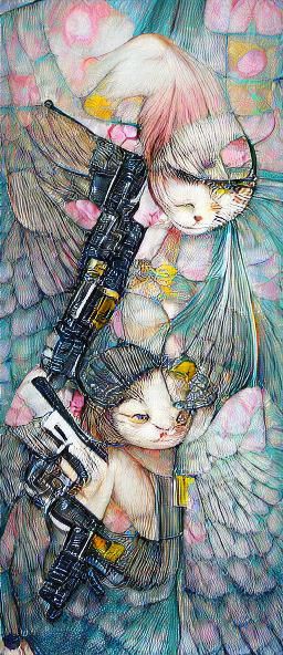 Cyberpunk Cat Angel Artwork