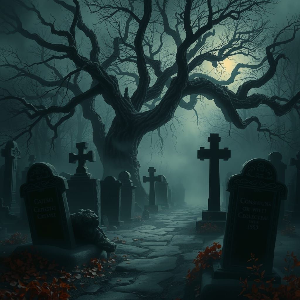 Ethereal Graveyard in a Sinister Fantasy Art Style