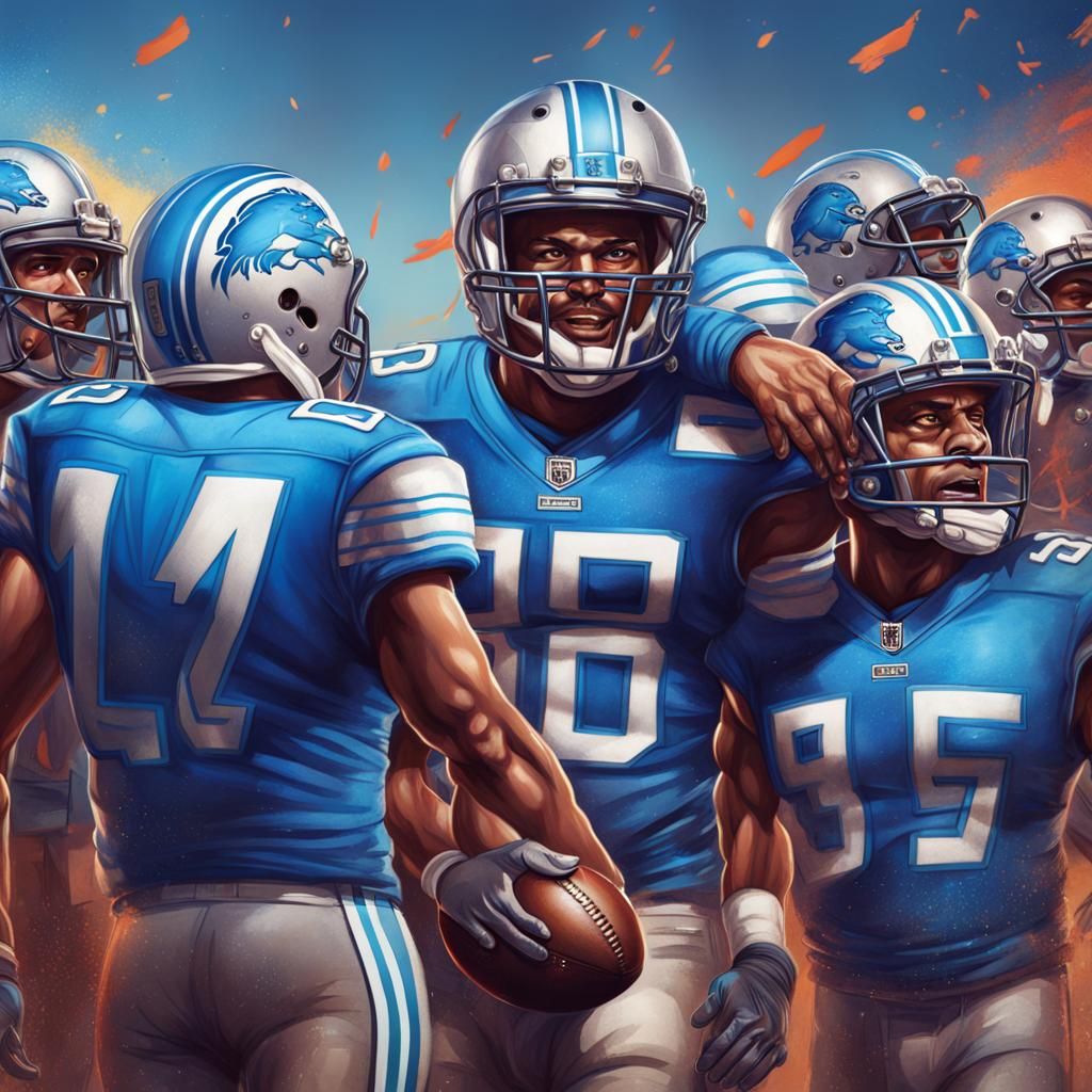 Detroit Lions Celebrate: Hyperrealistic Splash Art
