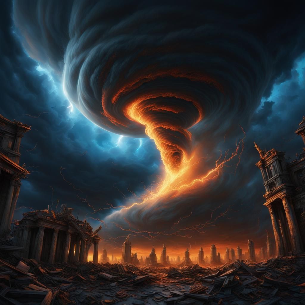 Epic Tornado Under Black Moon: Fantasy Concept Art