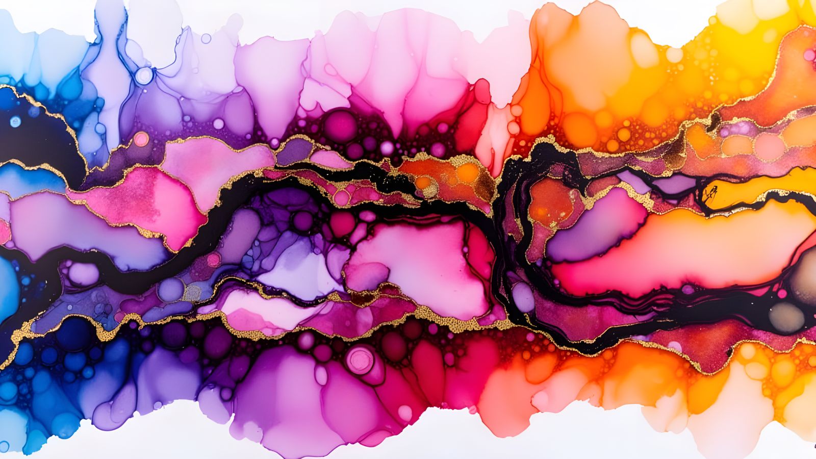 Vibrant Alcohol Inks Swirls in Impasto Style