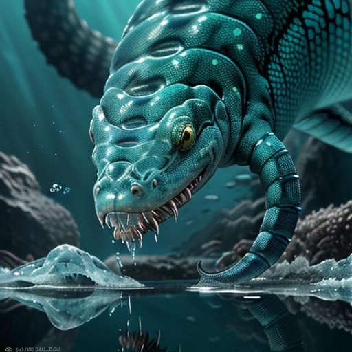 Moray Eel Hybrid Creature Trapped in Glass, Hyperrealistic H...