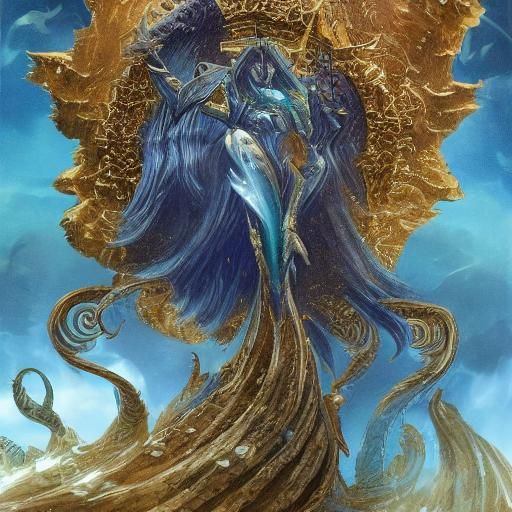 Warrior Princess Rides Armored Megalodon in Dark Fantasy