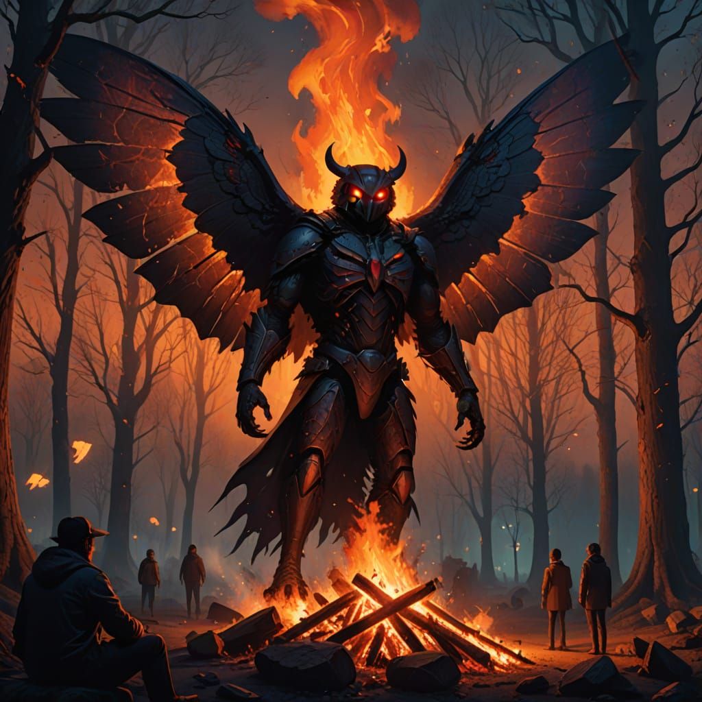 Mothman Storyteller Bonfire Concept Art