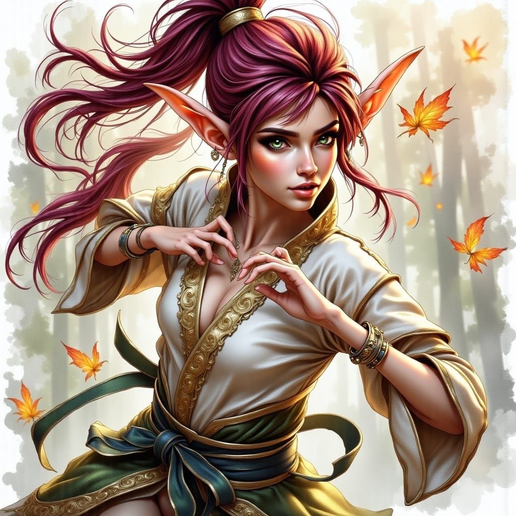 <lora:Sweet Elves:1.0>close-up Portrait of a beautiful femal...