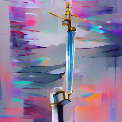 Gleaming Sword Against Dark Backdrop