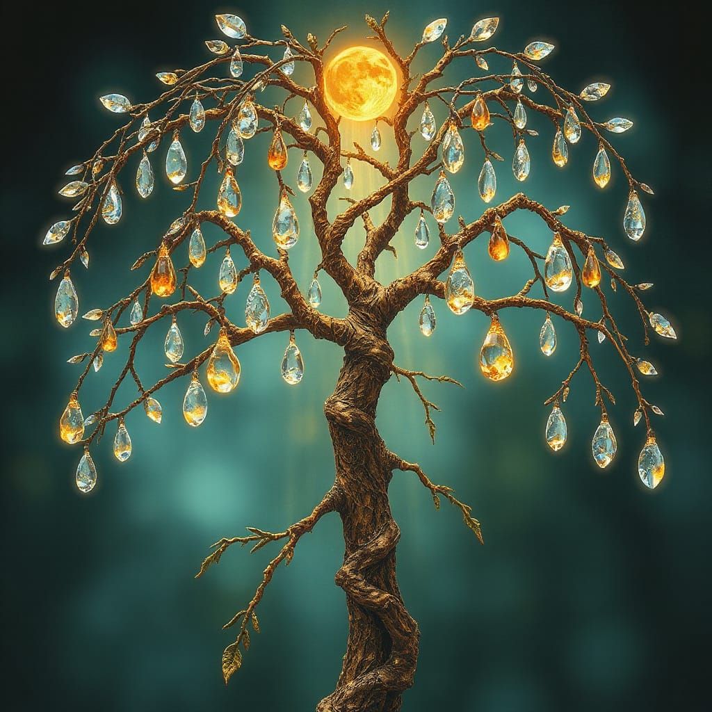 Celtic Tree of Life with Crystal Raindrops