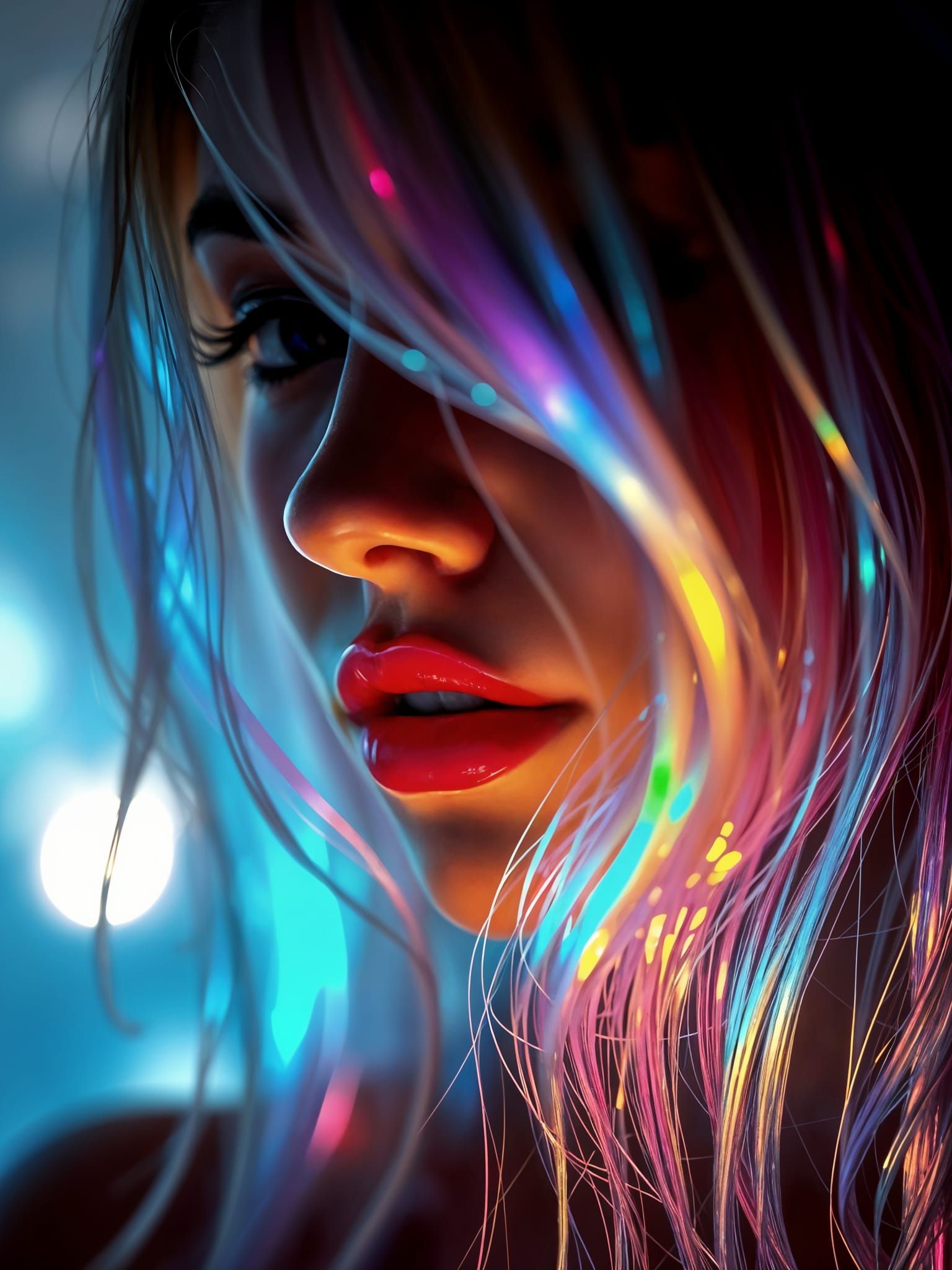 Ethereal Portrait with Iridescent Gossamer Hair