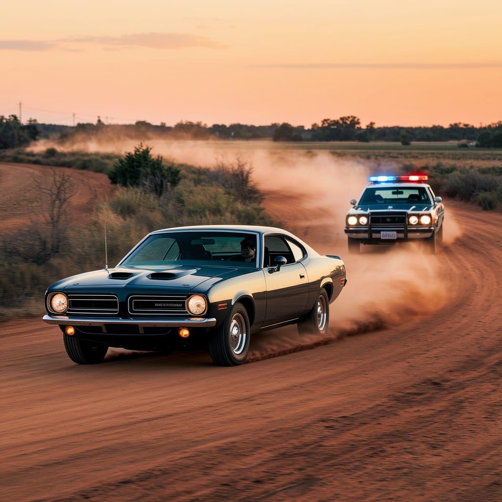 Moonshiner's Fury: Texas County Chase in Vintage Plymouth Ba...