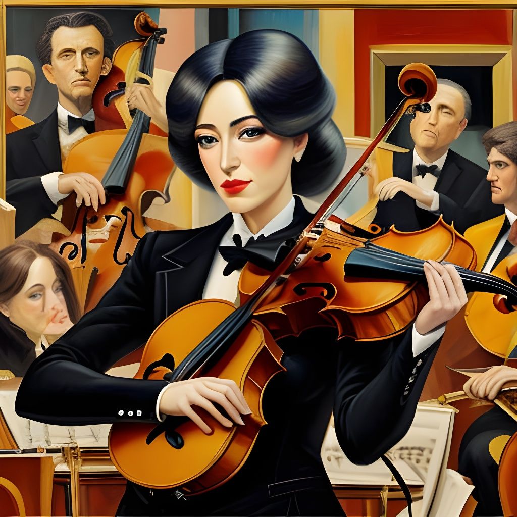 Thick Impasto Cubist Masterpiece Depicting a Vibrant Orchest...