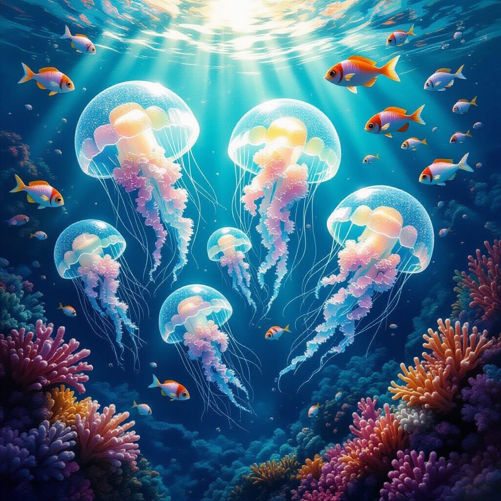Gummy Jellyfish & Rock Candy Reef Underwater Scene