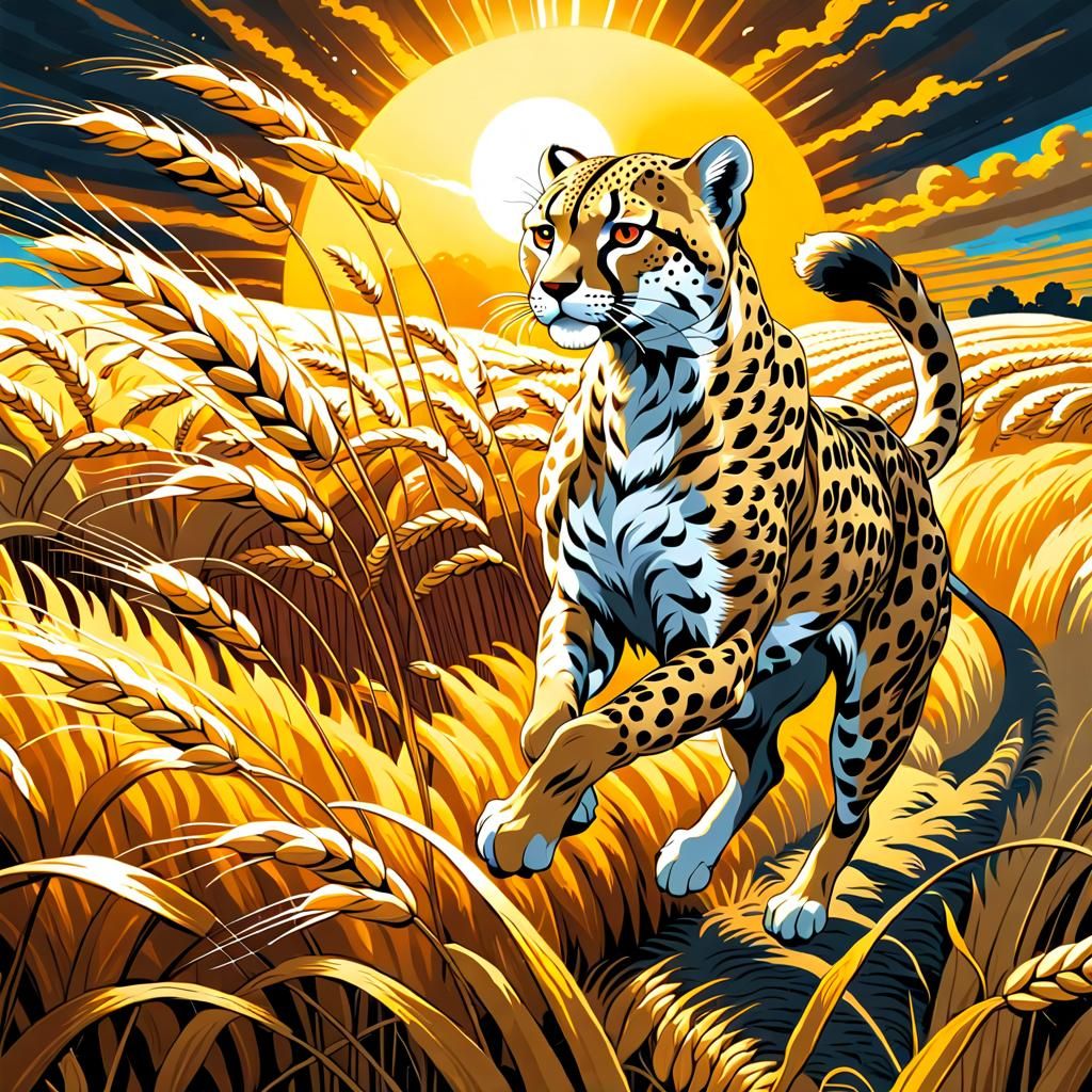 Cheetah in a Golden Wheat Field