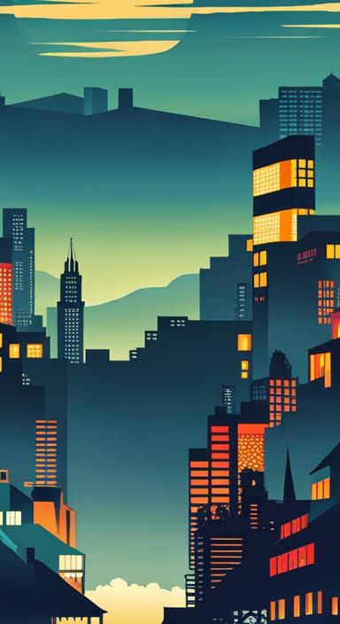 Hyperdetailed Tokyo Skyline in Manga Anime Style