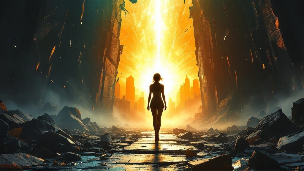 Woman Embracing Hope and Renewal in a Brighter Future