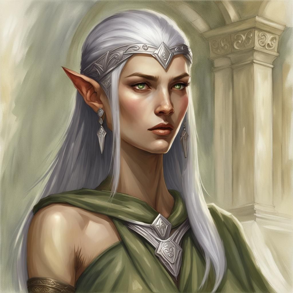 Elegant Ayleid Elf Portrait in Art Deco Style