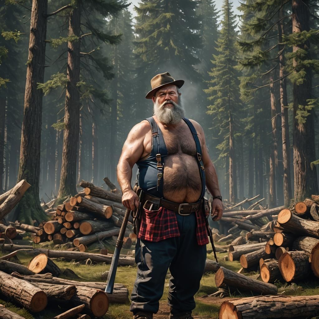 Hyperrealistic Lumberjack in Detailed Matte Painting