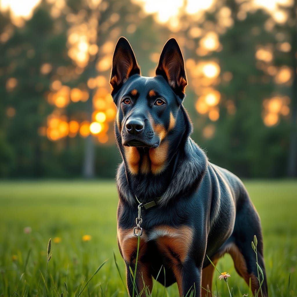 Majestic German Shepherd Rottweiler Mix in Sunset Meadow