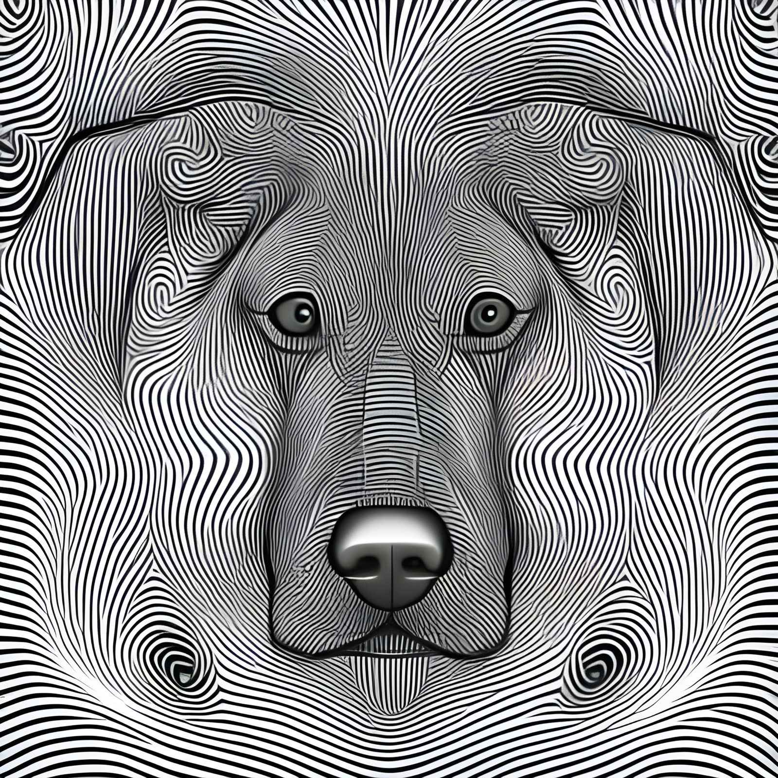 Abstract Vector Fractal Dog with Zentangle Elements