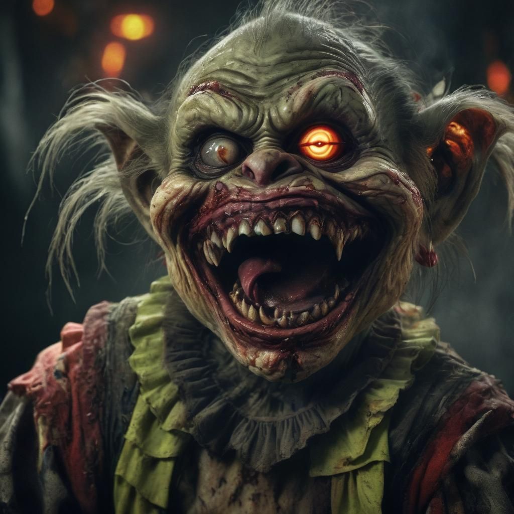 Grotesque Zombie Monkey Clown Yoda Hybrid in Digital Art